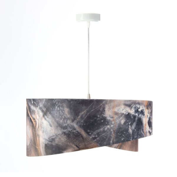 Pendelleuchte Grau Gold E27 rund D: 50 cm E27 Stoffschirm