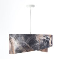 Pendelleuchte Grau Gold E27 rund D: 50 cm E27 Stoffschirm