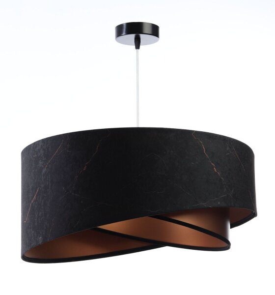 Pendelleuchte rund Stoff D: 50 cm E27 in Schwarz Kupfer
