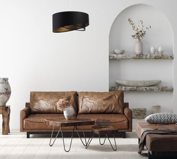 Hängeleuchte Satin Netz Ø 50 cm E27 rund Schwarz Gold