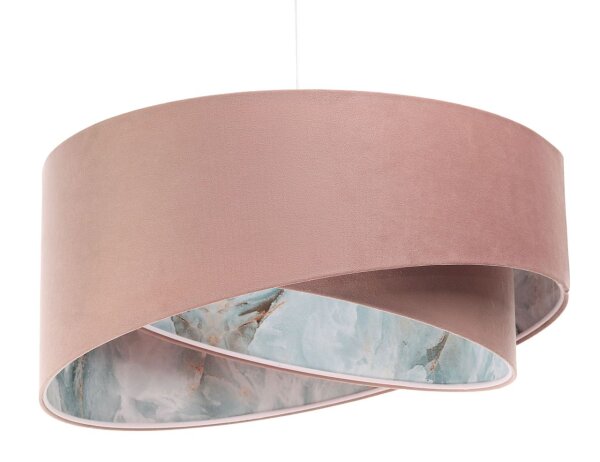 Hängeleuchte D: 50 cm E27 Rosa Hellblau Stoff Velours Optik