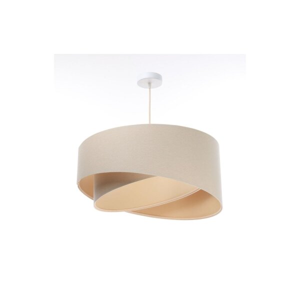 Hängeleuchte Creme Beige Leinen E27 rund Ø 50 cm
