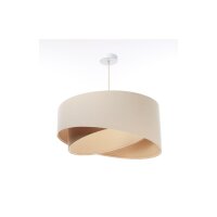 H&auml;ngelampe Leinen E27 rund &Oslash; 50 cm Creme Beige wohnlich
