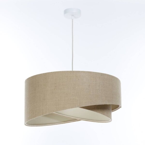 Hängelampe Stoff E27 D: 40 cm Natur Stoff Modern INGRAM