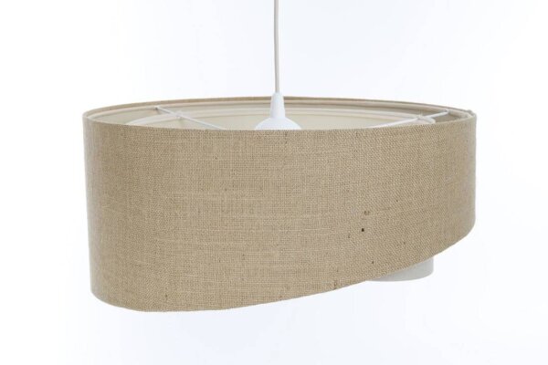 Hängeleuchte Stoffschirm rund D: 40 cm Natur Creme Stoff E27