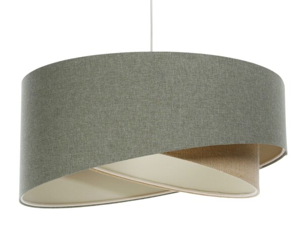 Hängeleuchte Stoff Grün Beige E27 rund Ø 60 cm Modern