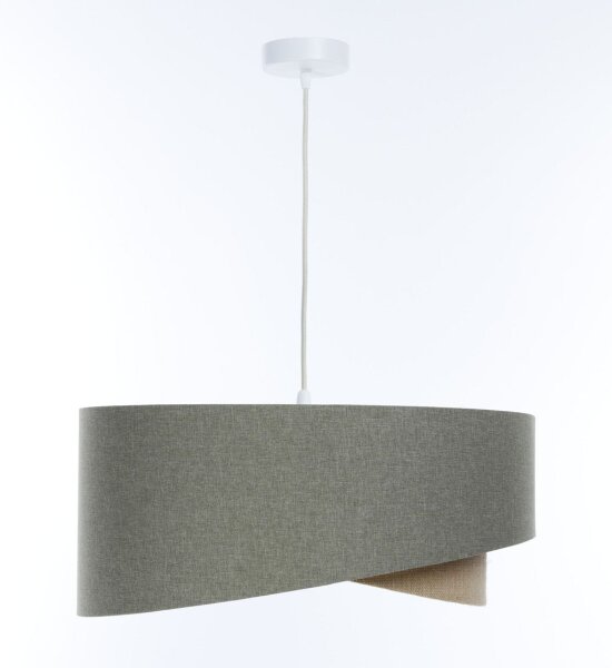 Pendelleuchte E27 Stoffschirm Ø 50 cm Grün Beige verstellbar