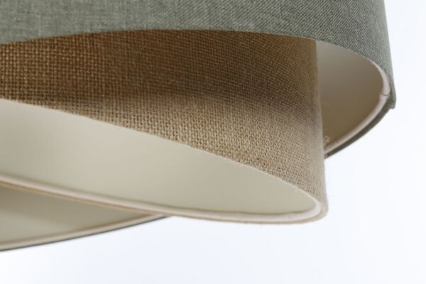 Pendelleuchte E27 Stoffschirm Ø 50 cm Grün Beige verstellbar