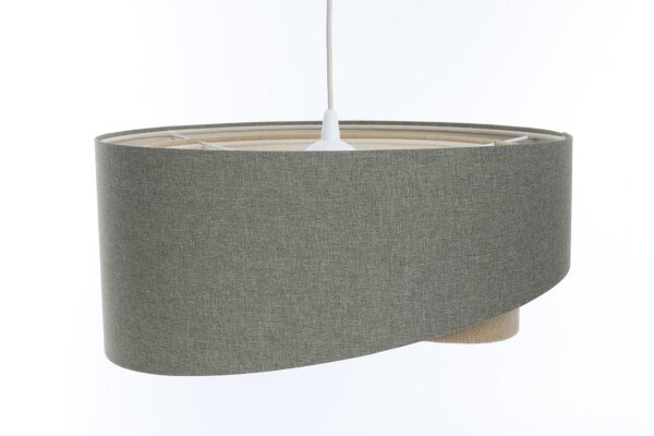 Pendelleuchte E27 Stoffschirm Ø 50 cm Grün Beige verstellbar