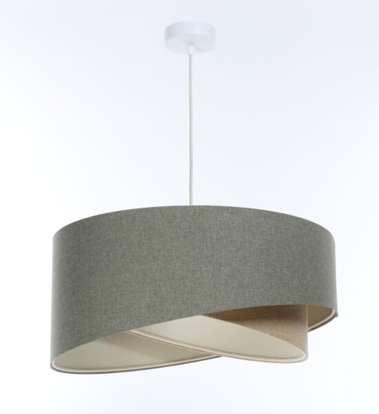 Hängelampe Boho Grün Beige E27 rund Ø 45 cm Stoff Modern