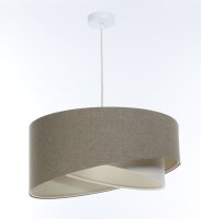 Hängelampe E27 rund D: 40 cm Braun Creme Stoff Boho
