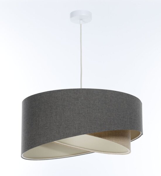 Hängelampe rund D: 50 cm E27 Braun Beige Stoff Modern