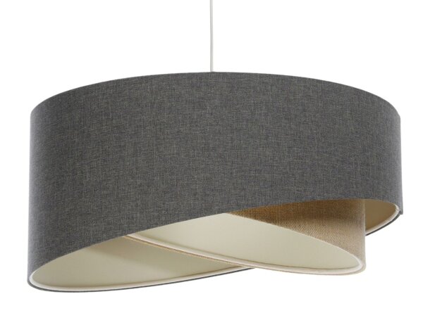 Hängelampe rund D: 50 cm E27 Braun Beige Stoff Modern