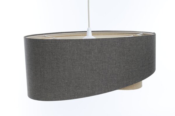 Hängelampe rund D: 50 cm E27 Braun Beige Stoff Modern