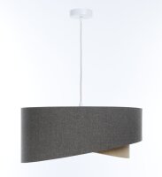 H&auml;ngelampe rund D: 50 cm E27 Braun Beige Stoff Modern