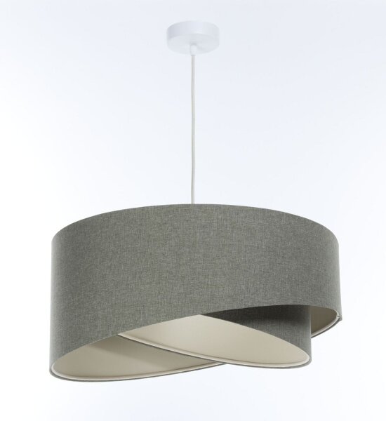 Hängelampe E27 rund D: 40 cm in Grün Stoff Modern