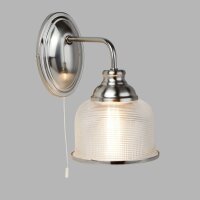 Wandleuchte in Silber Klar E27 Glas Metall mit Schalter