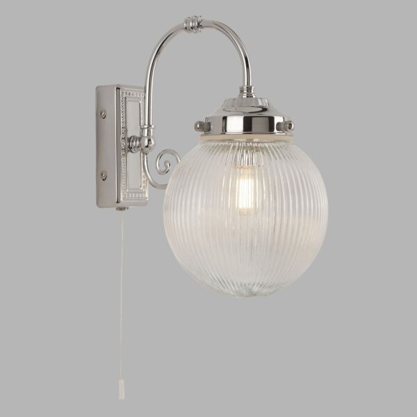 Wandleuchte Bad IP44 Glas Metall Chrom E14 Zugschalter