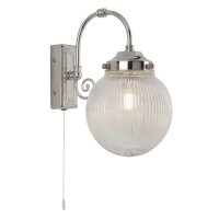 Wandleuchte Bad IP44 Glas Metall Chrom E14 Zugschalter
