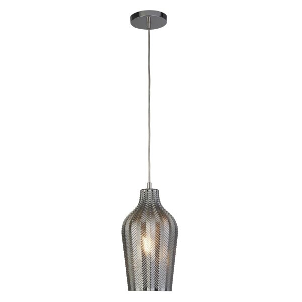 Hängeleuchte Rauchglas E27 Ø 17,5 cm Chrom Grau BRODY