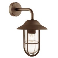 Außenlampe Wand Edelstahl Glas  IP44 E27 Rostbraun...