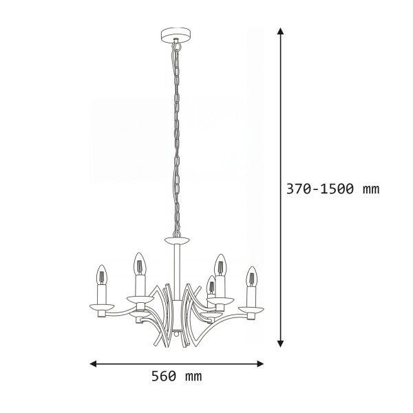 Kronleuchter Esszimmer Ø 56 cm in Messing antik 6-armig E14
