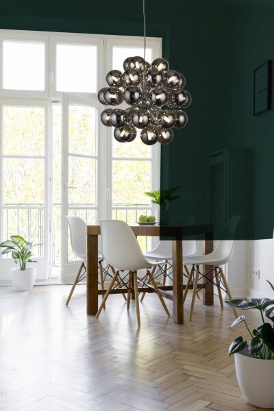 Pendelleuchte Rauchglas Ø 51 cm 27x G9 Grau Chrom CARTER