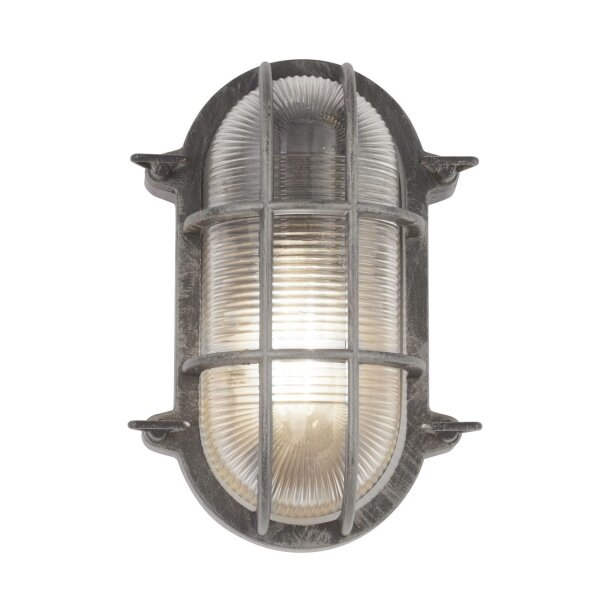 Außenwandlampe IP44 E27 H: 25 cm Maritim in Silber antik