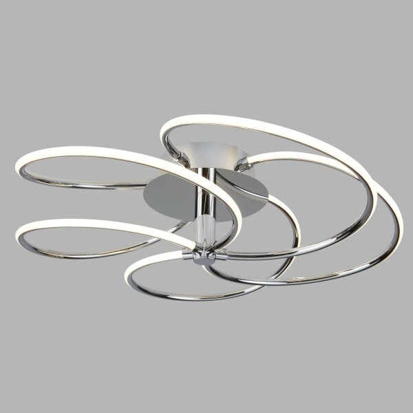 LED Deckenleuchte Wohnzimmer Chrom Weiß 3000 K B: 56 cm