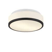 Runde Deckenlampe Bad &Oslash; 29 cm Glas Wei&szlig; Schwarz blendarm