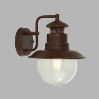 Außenlampe Wand IP44 H: 27 cm E27 Braun Glas Metall...