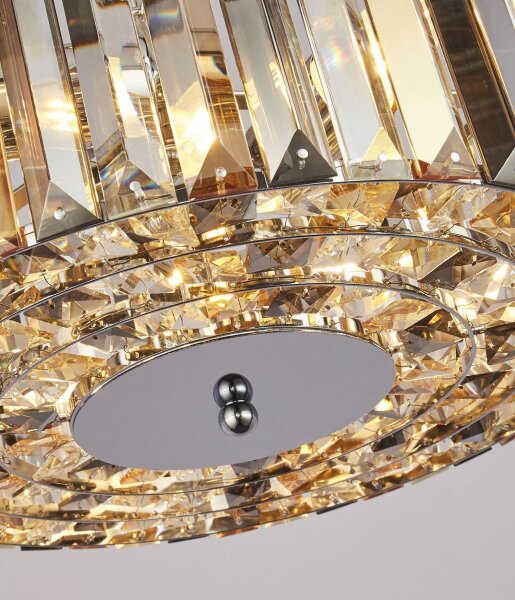 Art Déco Pendelleuchte rund Ø 35 cm Kristall Rauchglas