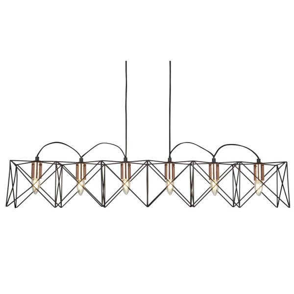Hängelampe Metall 110 cm lang H: max. 145 cm Schwarz Kupfer