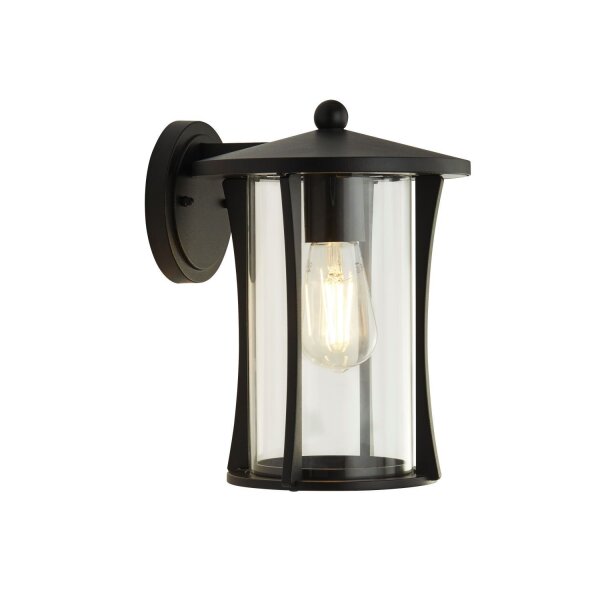 Wandlampe außen IP44 E27 Schwarz Glas Aluminium DIAZ