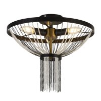 Deckenlampe rund &Oslash; 40 cm Schwarz Kettel Metall...