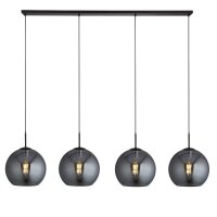 Hängeleuchte 4-flammig Schwarz Rauchgrau E27 Glas Retro
