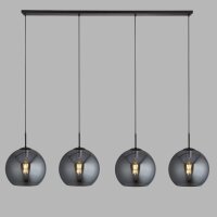Hängeleuchte 4-flammig Schwarz Rauchgrau E27 Glas Retro