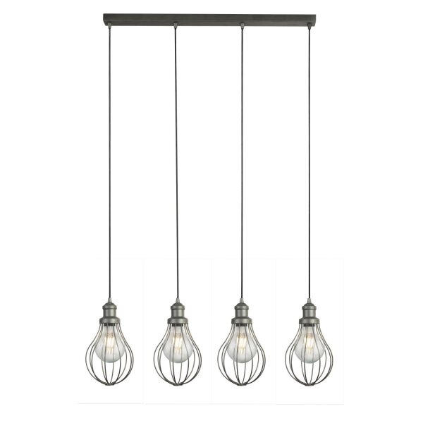 Hängeleuchte Metall B: 81 cm H. max. 1,2 m in Silber 4x E27