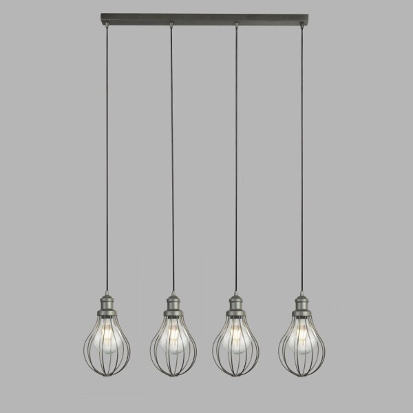 Hängeleuchte Metall B: 81 cm H. max. 1,2 m in Silber 4x E27