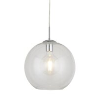 Pendelleuchte Glas Kugel &Oslash; 25 cm Klar Chrom f&uuml;r E27