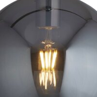 Hängelampe E27 D: 25 cm Chrom Rauchgrau Glas Metall