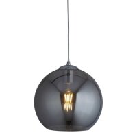 H&auml;ngelampe Rauchglas D: 35 cm Glas Metall Kugelschirm