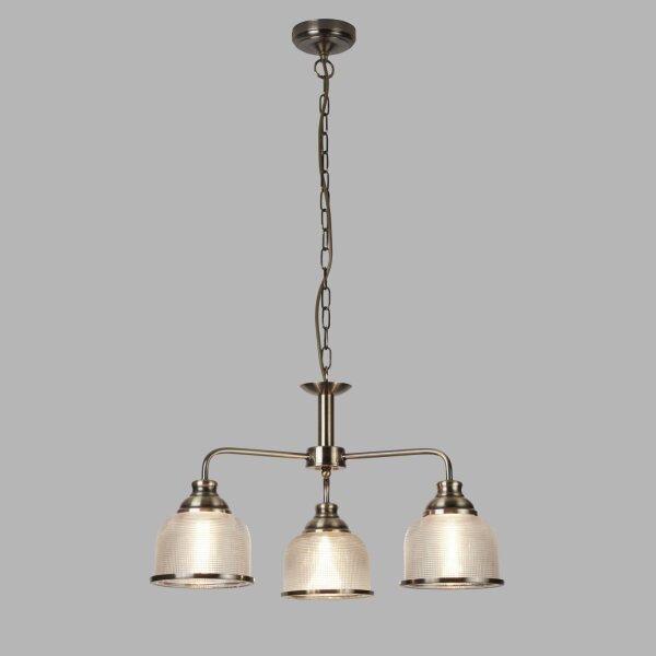 Hängelampe Messing antik Klar Ø 56 cm Metall Glas 3x E27