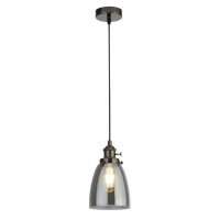 Hängelampe E27 Ø 14 cm Schwarz Grau Rauchglas...