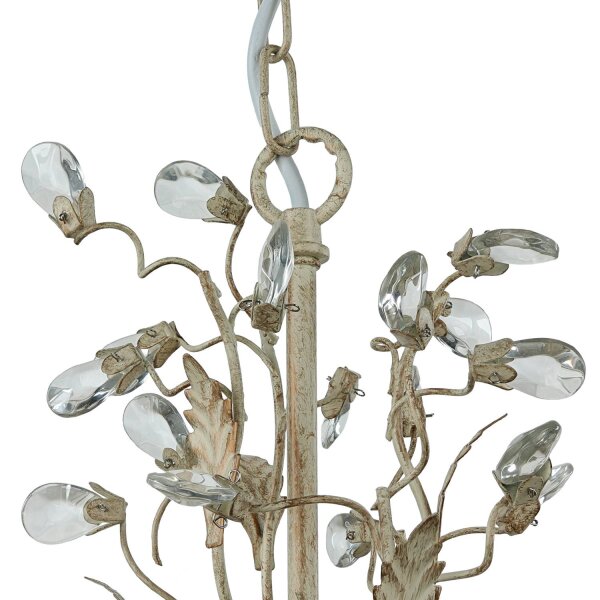 Kristall Kronleuchter Floral in Shabby Creme Gold Ø 50 cm