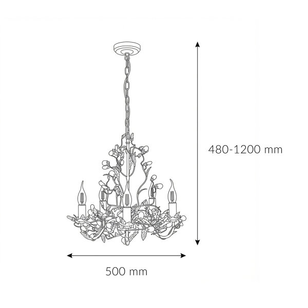 Kristall Kronleuchter Floral in Shabby Creme Gold Ø 50 cm