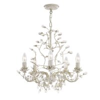 Kristall Kronleuchter Floral in Shabby Creme Gold...