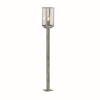 Stehlampe au&szlig;en 90 cm IP44 in Silber eckig E27 Glas Metall