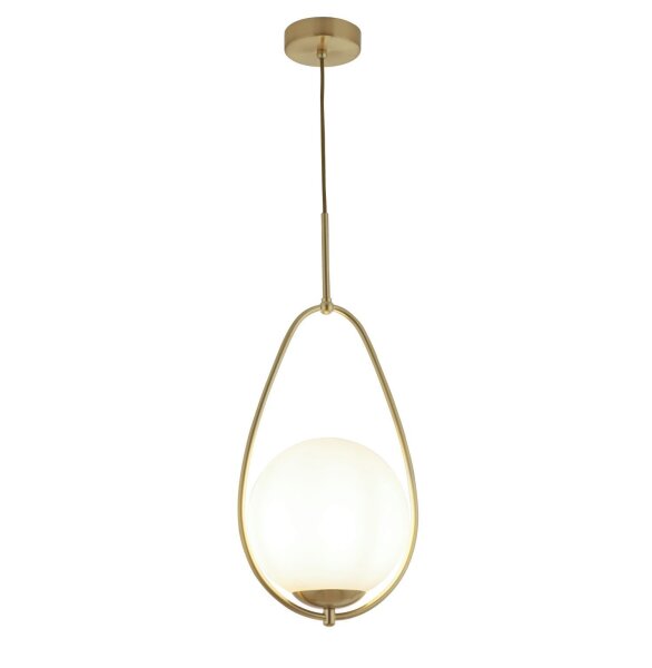 Pendelleuchte E27 in Gold Weiß Glas Metall Jugendstil