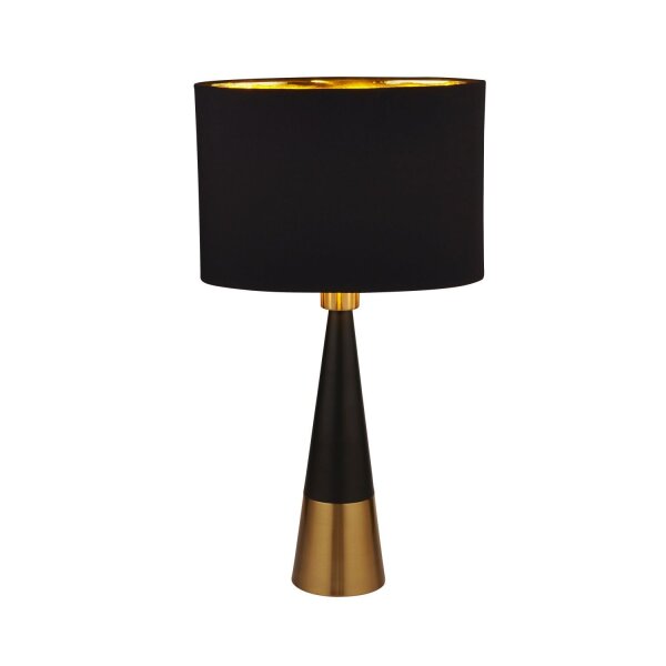 Tischleuchte E27 58,5 cm hoch in Schwarz Gold Kupfer